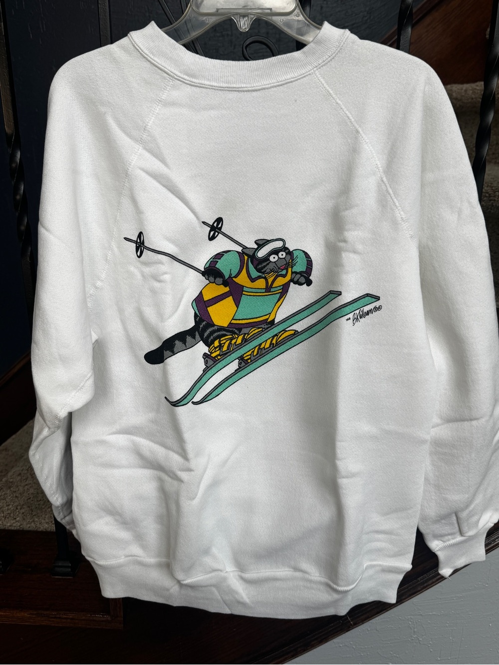Vintage 70s Rare Large Crazy Shirts Hawaii B. Kliban Ski Cat Sweatshirt - Picture 2 of 13